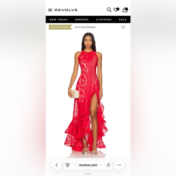 Bronx and Banco Red Asymmetrical Lace Evening Gown XS/S - Picture 3 of 5